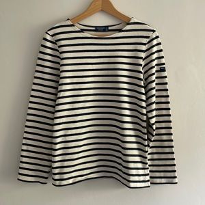 Saint James classic striped breton long sleeve top navy/cream made in France XS